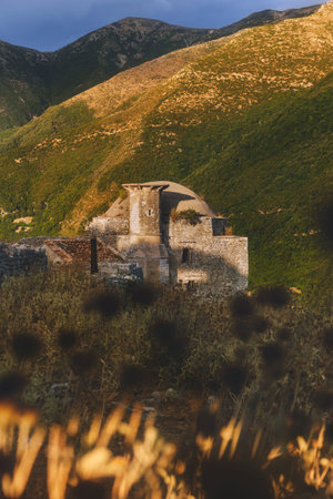 Ruins of Hajji Bendo Mosque in Borsh Castleの写真素材