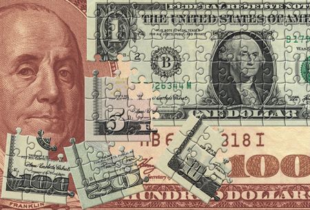 dollar collected from puzzleの写真素材