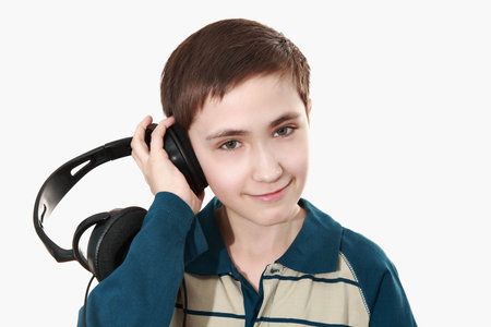 THE TEENAGER LISTENS TO MUSIC の写真素材