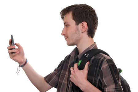 Young adult talking to friends on the PDA