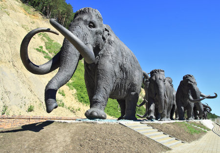 Khanty-Mansyisk,Russia,June,23,2008-Sculptural composition "Mammoths"のeditorial素材