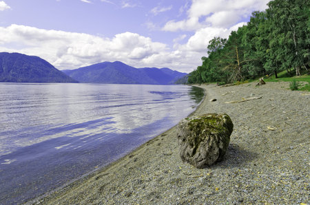 Lake Teletskoe. View to the north and the left bankの写真素材