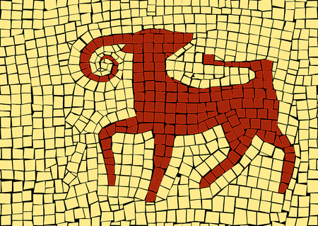 Aries zodiac sign in a mosaic styleのイラスト素材
