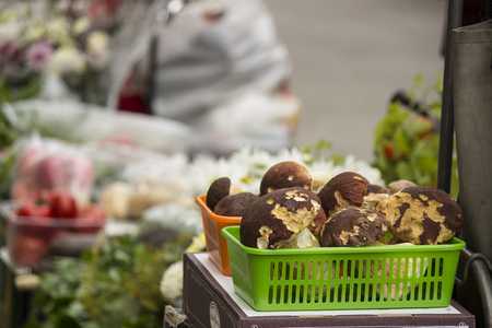 On the street market are selling cepsの写真素材
