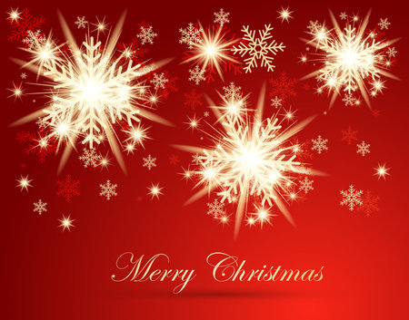 Great winter background with glowing stars and snowのイラスト素材