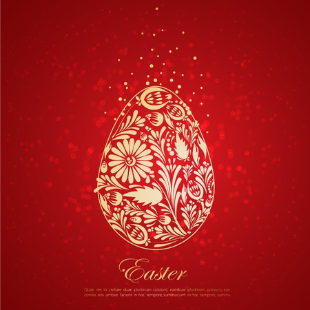 Floral golden easter egg  Vectorのイラスト素材