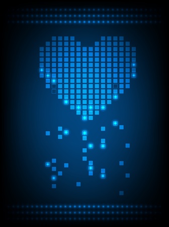 Pixel heart with glowing lights  Vectorのイラスト素材