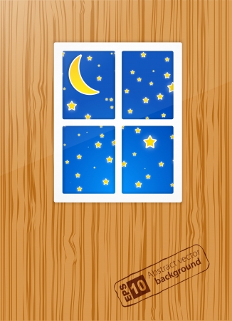 Night after window illustrationのイラスト素材