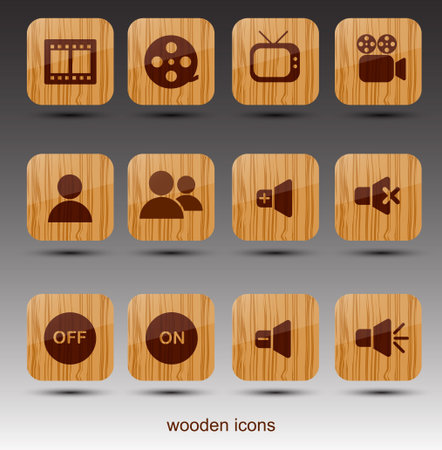 Wooden web icons  Vectorのイラスト素材