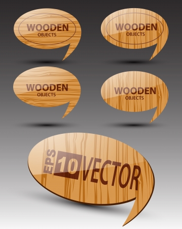 A set of Speech wooden bubbles  Vectorのイラスト素材