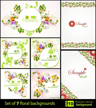 Set of floral backgroundsのイラスト素材