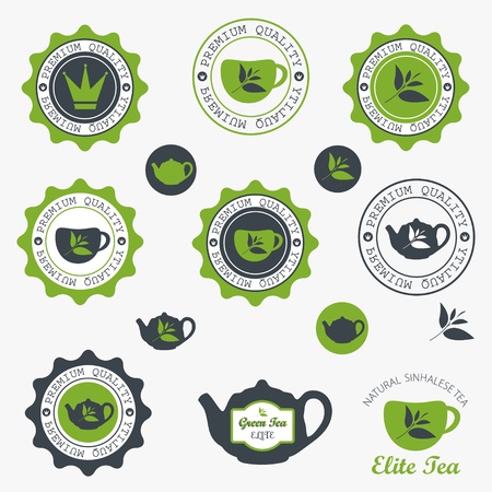 Set of vintage retro tea badges and labelsのイラスト素材