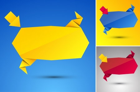 Abstract origami speech bubble background with arrowのイラスト素材