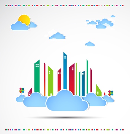 Sky-scraper  City theme background Good weatherのイラスト素材