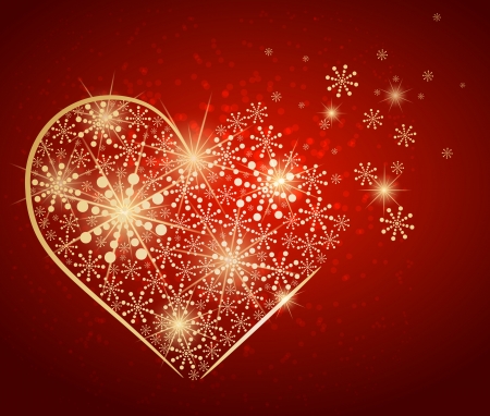 Golden heart made with snow のイラスト素材