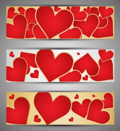 Set of web banners with hearts  のイラスト素材