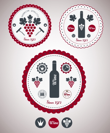 Collection of Premium Quality Wine Labels with retro vintage styled designのイラスト素材