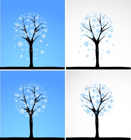 Snow tree  Vector set のイラスト素材