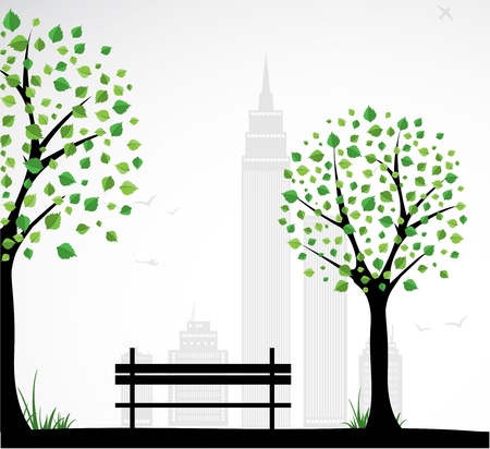 City theme Background with abstract tree. Vectorのイラスト素材
