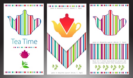 Set of color cards. Tea themeのイラスト素材
