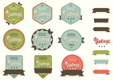 Vintage Labels template set  Retro logo template design のイラスト素材