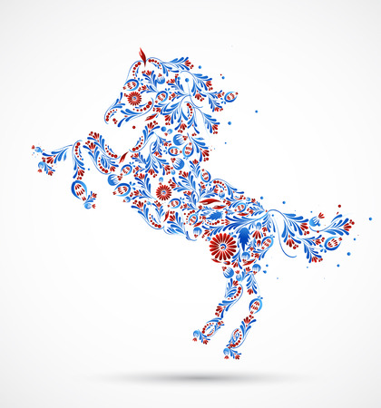 Abstract floral horse.のイラスト素材