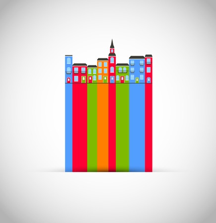 The colour abstract houses are presented as continuation of linesのイラスト素材