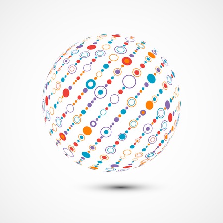 Abstract sphere made with color circkes and dotsのイラスト素材