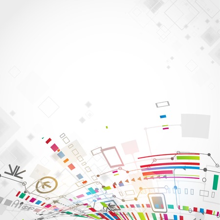 Abstract technological background with various technological elementsのイラスト素材