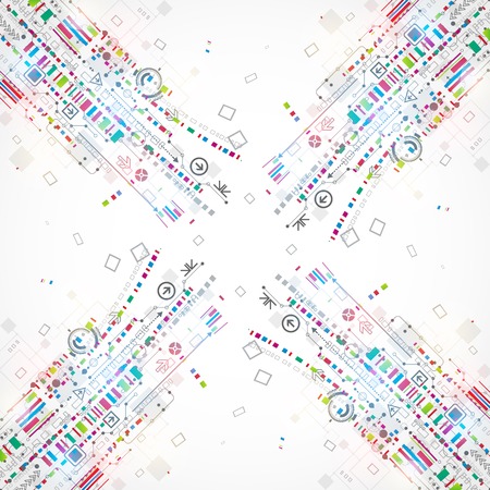 Abstract technological background with various technological elementsのイラスト素材