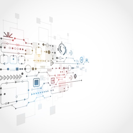 Abstract technological background with various technological elementsのイラスト素材