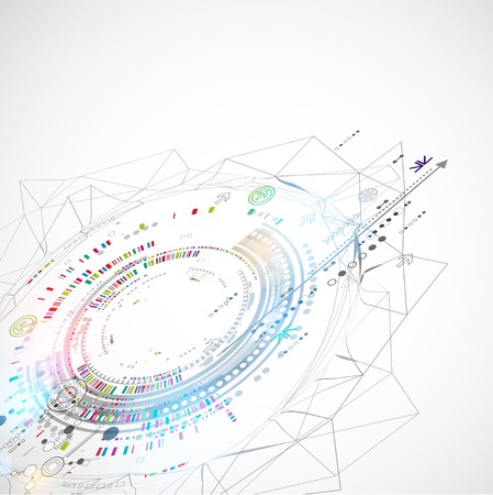 Abstract technological background with various elementsのイラスト素材