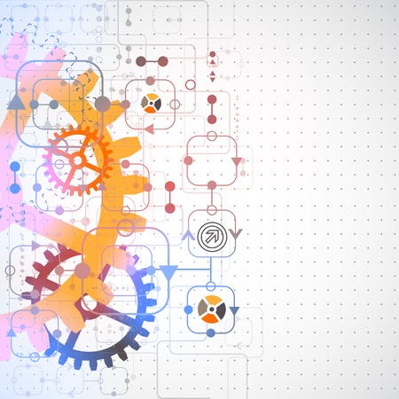 Abstract technological background with various technological elementsのイラスト素材