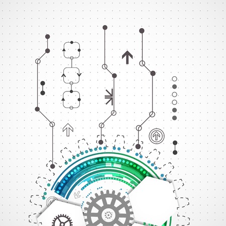 Abstract technological background with various technological elementsのイラスト素材