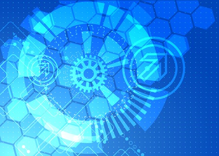 Abstract technological background with various technological elementsのイラスト素材