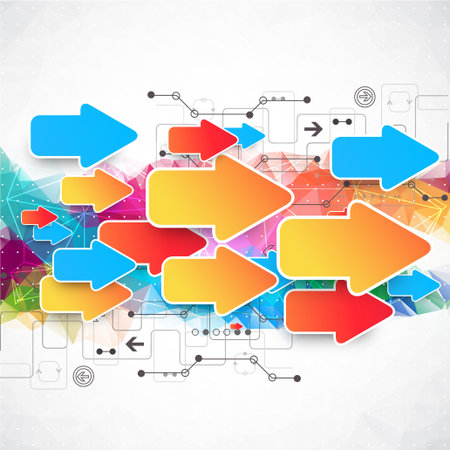 Abstract technological business background with color arrows