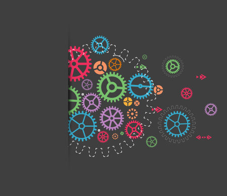 Abstract technology background with colorful gears. Vector illustrationのイラスト素材