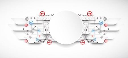 Abstract technological background with various technological elementsのイラスト素材