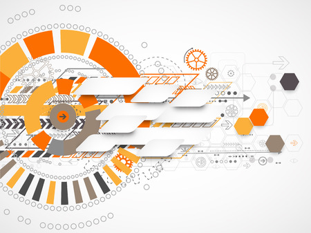 Abstract background with various technological elements.のイラスト素材