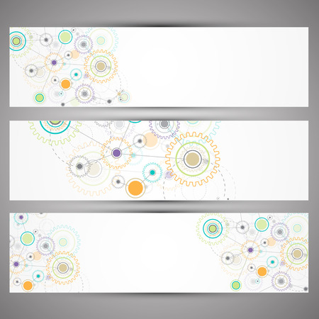 Set of web technology theme banners for your web siteのイラスト素材