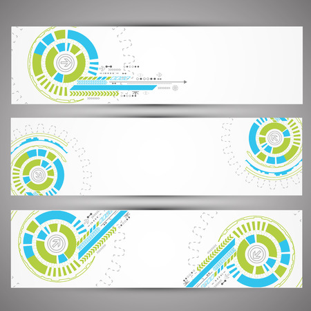 Set of web technology theme banners for your web siteのイラスト素材