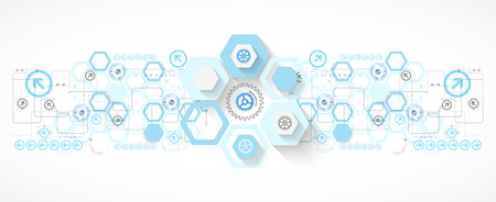 Abstract blue hexagon futuristic background for design works. Vectorのイラスト素材