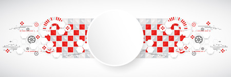 Abstract technology background with red squares and elements. Vectorのイラスト素材