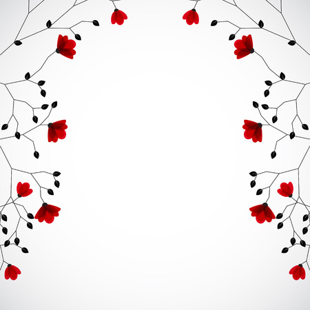 Abstract nature background with red flowers.のイラスト素材