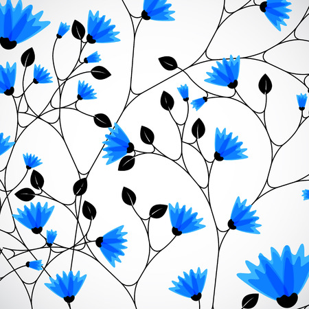 Abstract nature background tree with blue flowers. Vectorのイラスト素材