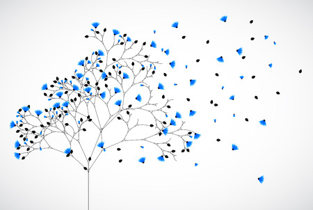 Abstract nature background tree with blue flowers. Vectorのイラスト素材
