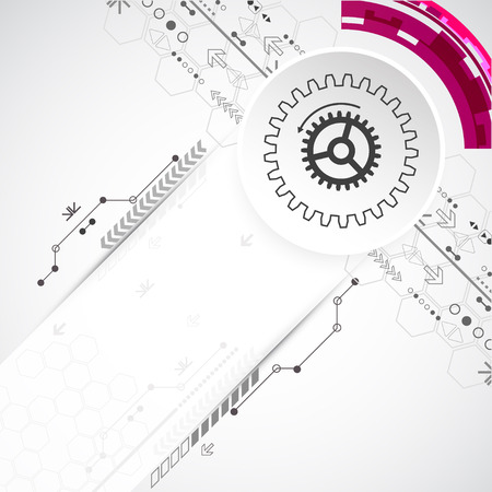 Abstract technological background with various elements. Circle theme vector.のイラスト素材