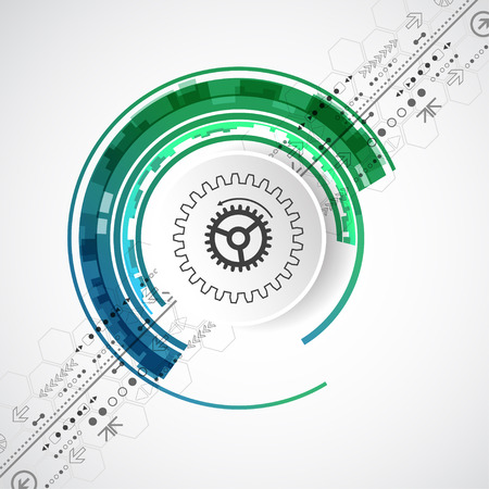 Abstract technological background with various elements. Circle theme vector.のイラスト素材