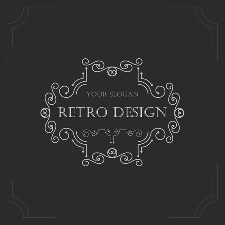 Art deco vintage design of retro flourishes frames. Vectorのイラスト素材