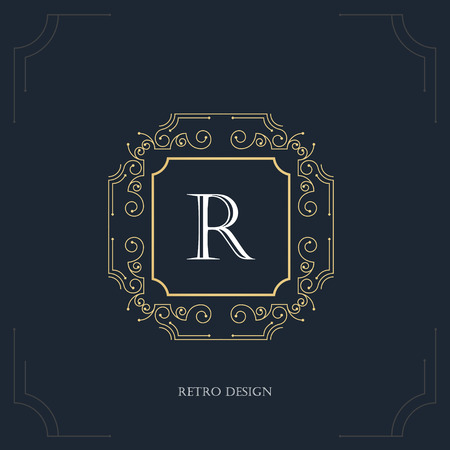 Art deco vintage design of retro flourishes frames. Vectorのイラスト素材